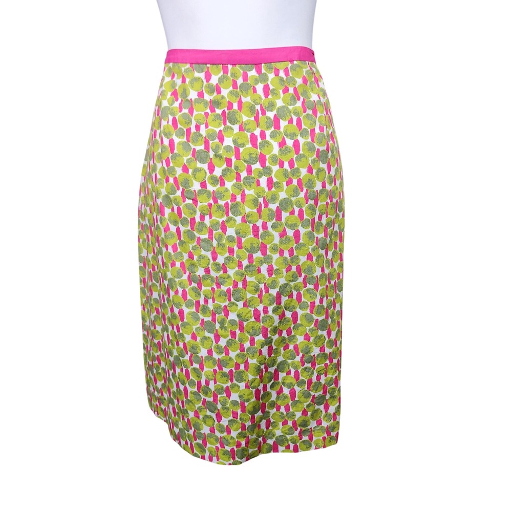 Boden A-Line Skirt Womens 6 Pink Green Abstract Tree Cotton Size 6 Casual Boho